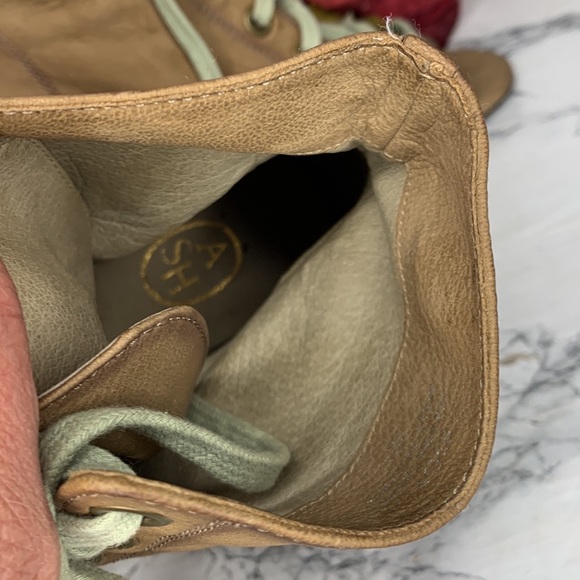 Ash Iggy Lace Up Peep Toe Tan Leather Ankle Booties - Picture 12 of 14